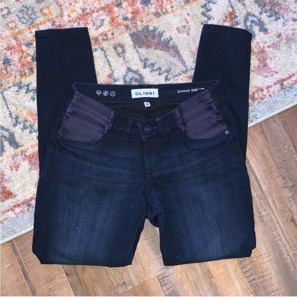 DL1961 Emma Dark Wash Stretch Maternity Skinny Jeans Leggings Size 25 - Picture 3 of 7